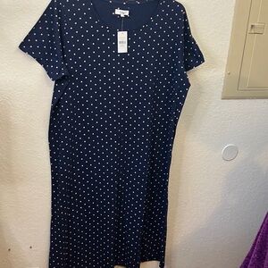 NWT Navy Blue polka-dot Night dress